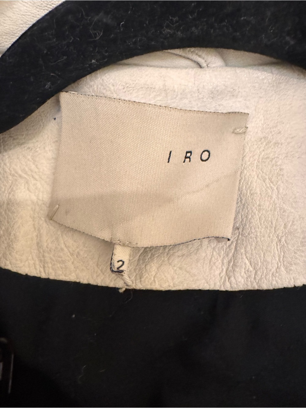 IRO HAN LEATHER JACKET- IVORY- USED- SIZE 2 - Picture 4 of 4